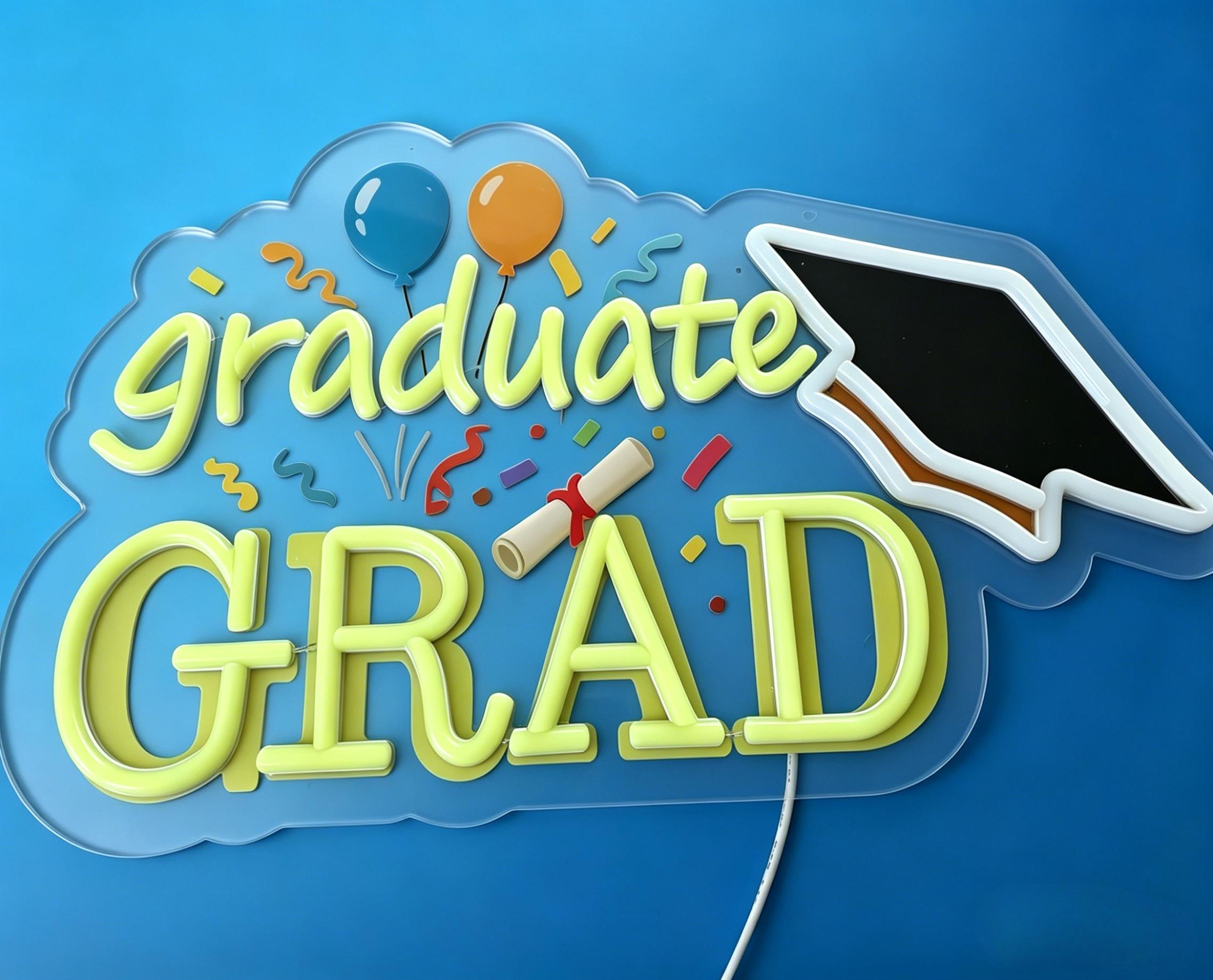 Graduate Grad Neon Sign USB Di - Neon Sign Party 评论和价格