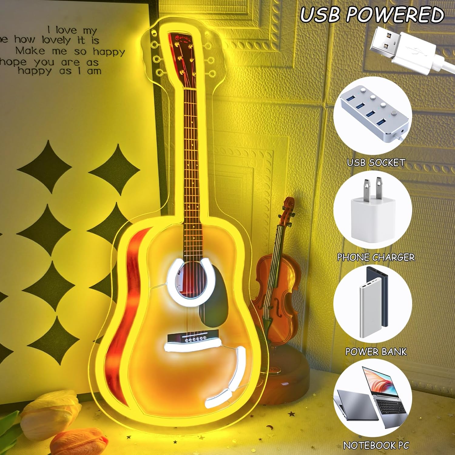 Acoustic Guitar LED Neon Sign  - Neon Sign Party 评论和价格
